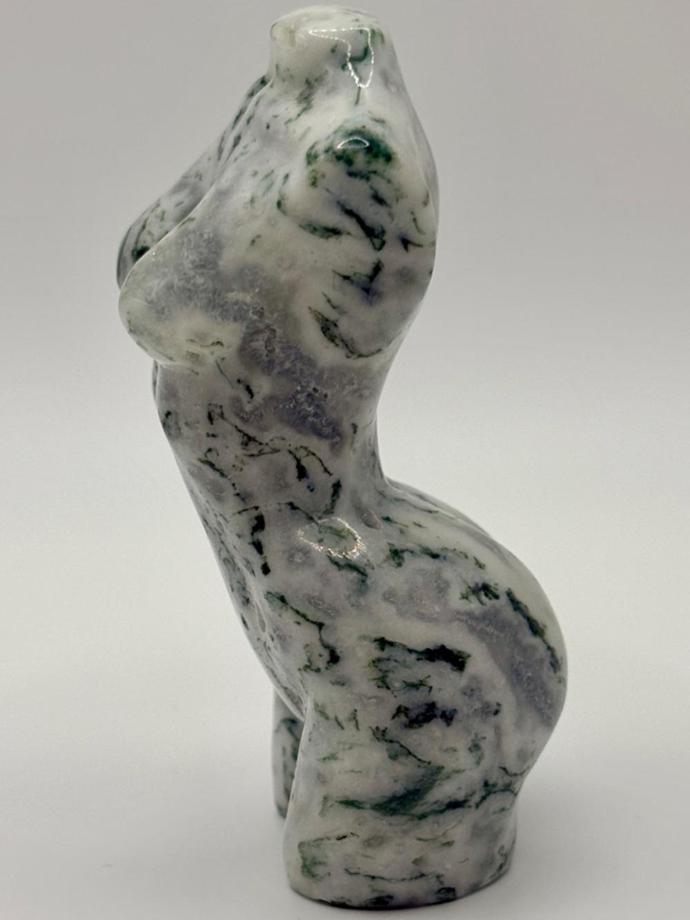 Green Moss Agate Goddess Body Carving Crystal Sculpture Decor 106g - Picture 2 of 4